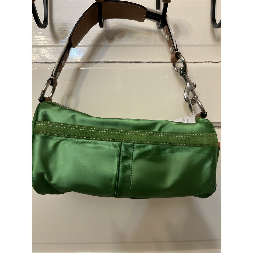 NEW COACH satin BARREL shoulder bag purse Y2k 10666 Emerald Green NWT Soho - Picture 2 of 14